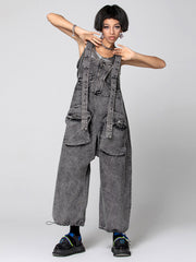 Casual Roomy Drawstring Split-Joint Overalls