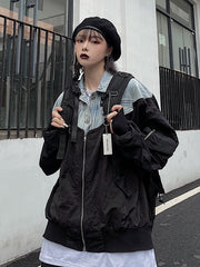 Women Loose Patchwork Casual Jacket