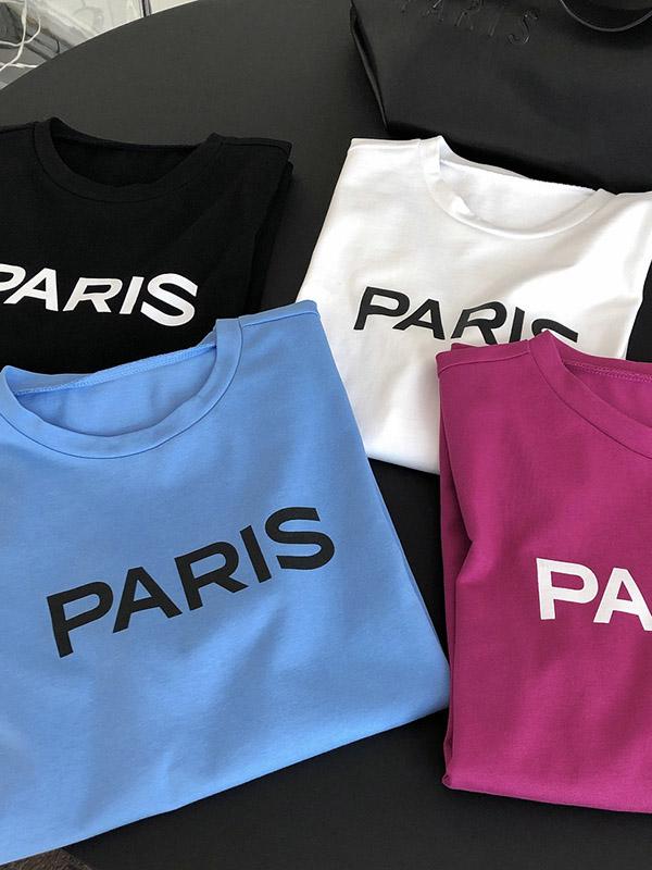 Loose Letter Print Casual Round Neck T-Shirt
