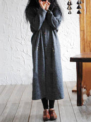 Retro Split-joint Woolen Long Outwear