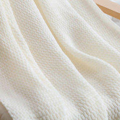 Solid Pompom Triming Knit Blankets