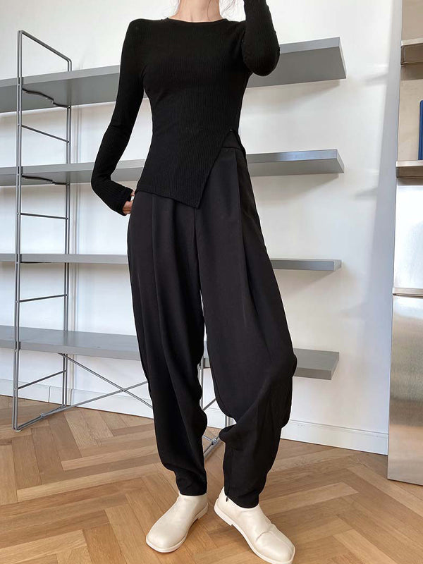 High-Waist Suit Harem Pants Tapered Pants