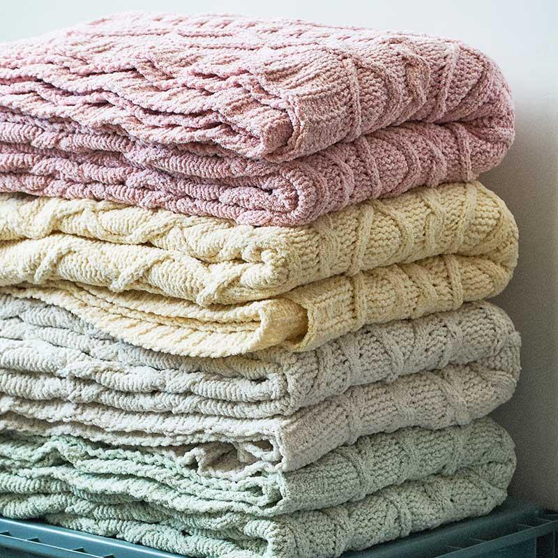Solid Crochet Knit Blankets