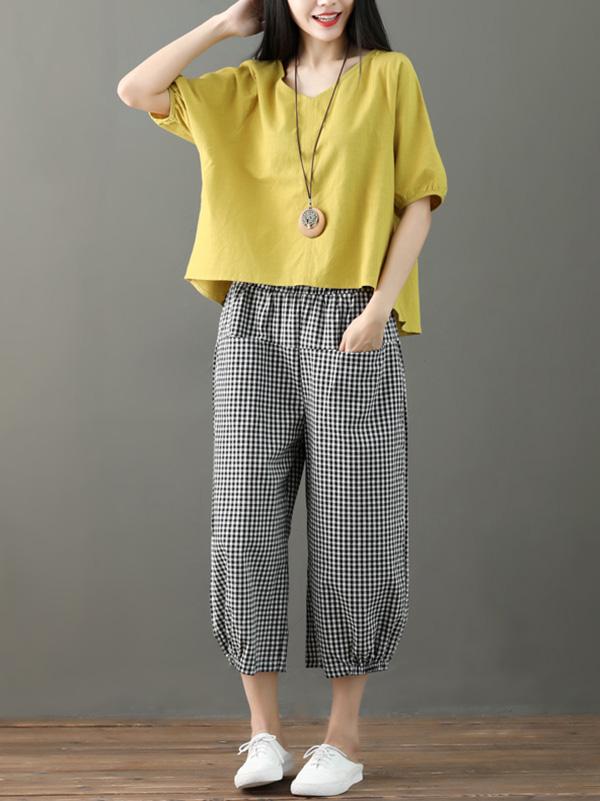 Ramie Cotton Loose Plus Size Summer Suits