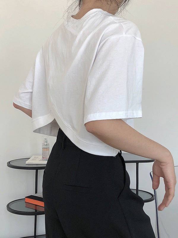 Original Solid Split-Back T-Shirts Tops