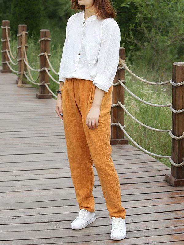 5 Colors Loose Ramie Cotton Casual Pants