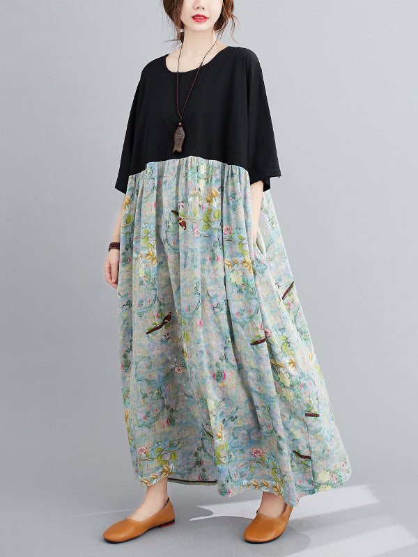 Original Floral Round-Neck Dress