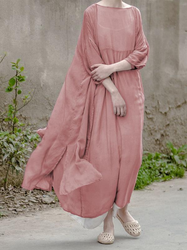 Soft  Mulberry Fuschia  Pure Color Long Dress