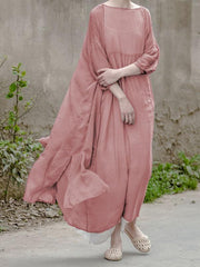 Soft  Mulberry Fuschia  Pure Color Long Dress