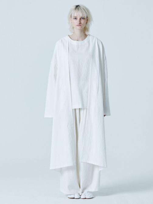 Simple White Split-joint Long Outwear