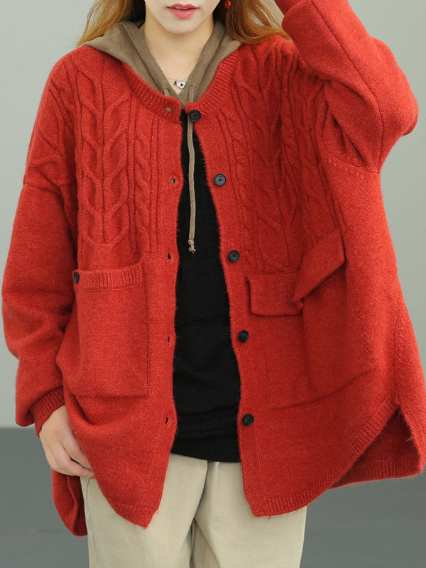 Casual Loose Solid Color Sweater Coat