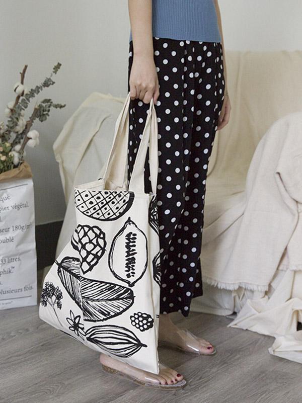 Simple Printed Big Leaf Canvas Bag