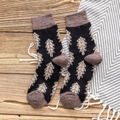 Women Thickened Contrast Printing Socks