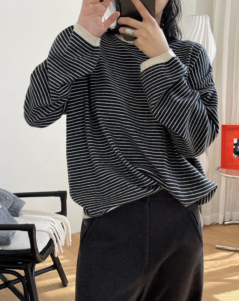 Retro Loose Striped Knitted Sweater