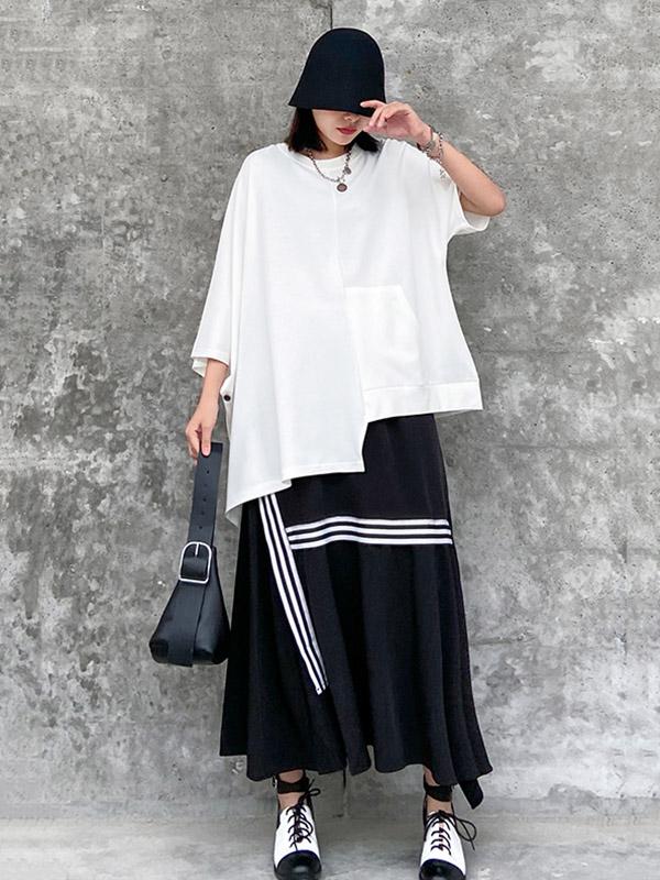 Solid Color Cropped Loose T-Shirt