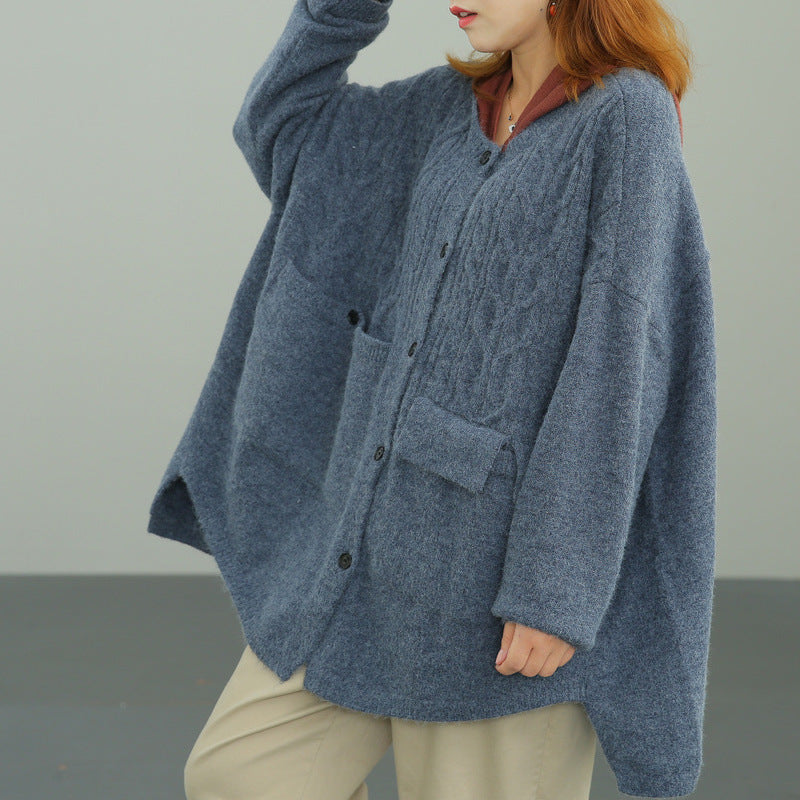 Casual Loose Solid Color Sweater Coat