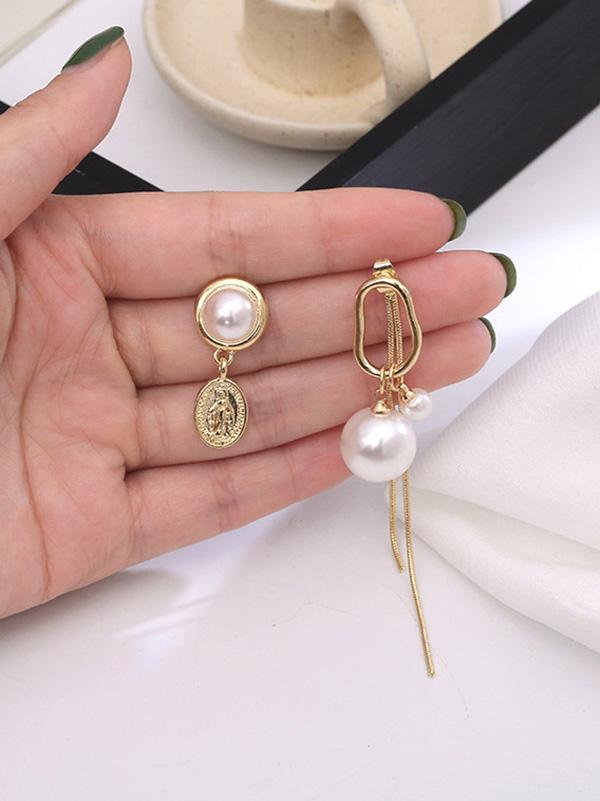 Fashion Asymmetric Alloy Tasseled Earrings