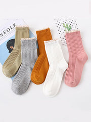 Plain Lace-Up Jacquard Breathable Socks