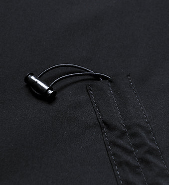 Black Solid Zipper Vest Outwear