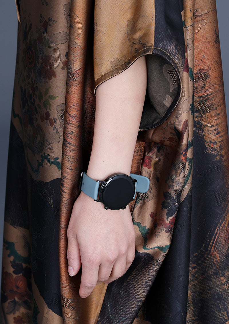 Retro Print Stitching Irregular Dress