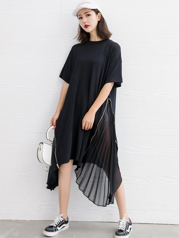 Split-joint Zipper Long Dress