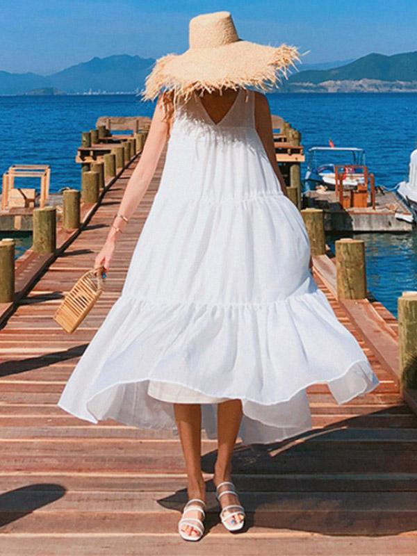 Summer Beach A-line Falbala Long Dress