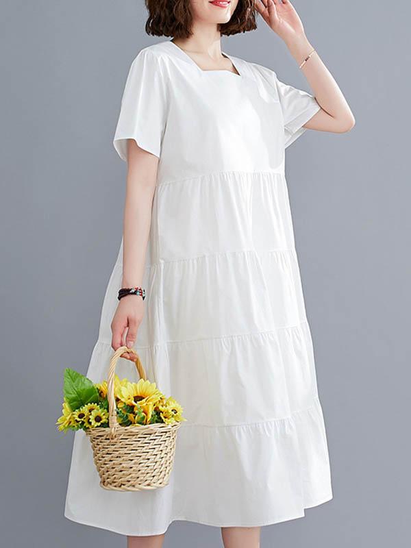 Original Solid Round-Neck Dress