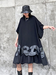 Women Stitching Printed Casual Loose Dress