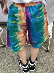 Rainbow Print Tie Dye Loose Casual Shorts