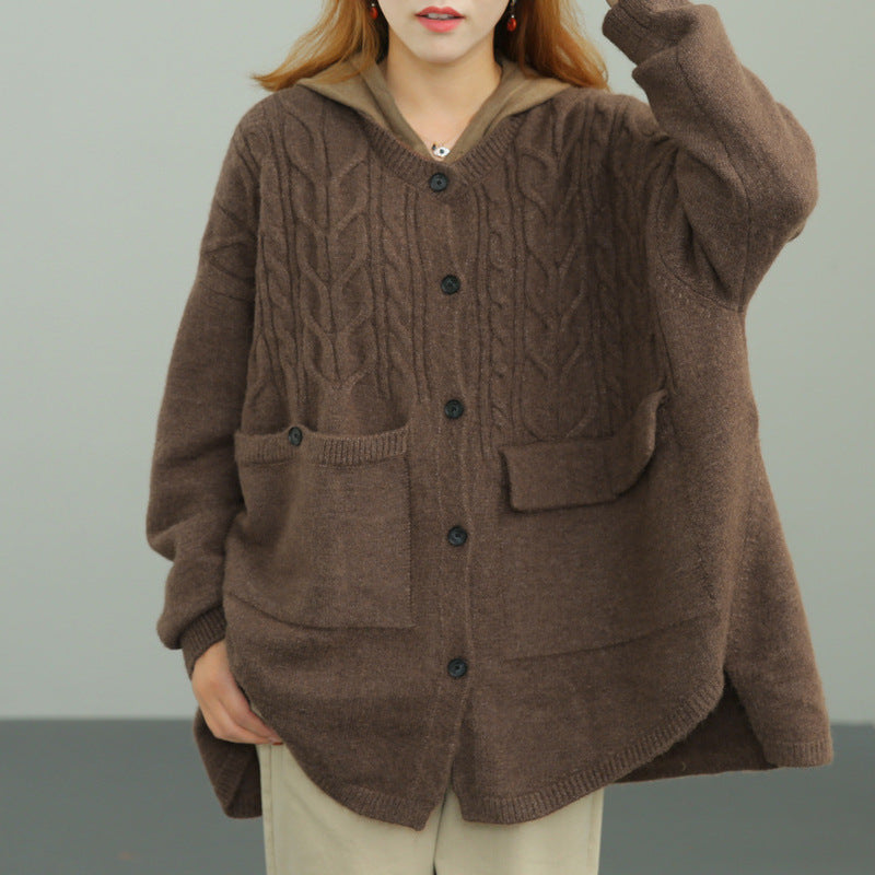 Casual Loose Solid Color Sweater Coat