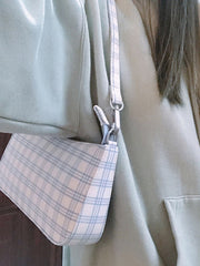 Artistic Retro Blue And White Plaid Bag