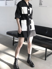 Split-joint Lapel Big Pocket Shirt Dress