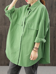 Loose Solid Casual Long Sleeves Blouse