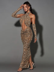 Peyton Sequin Leopard Printed Maxi Dress