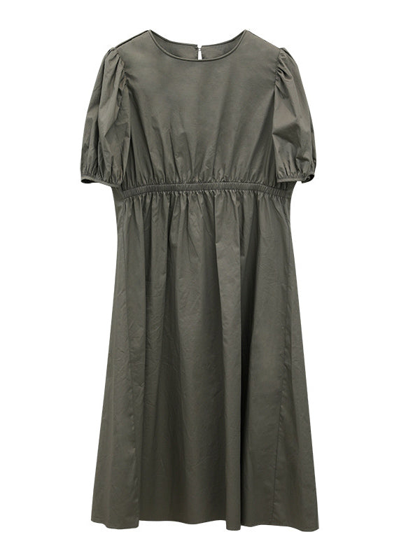 Original Puff Sleeve Elasticity Waist Dress