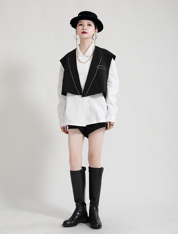 Casual Lapel Collar Irregular Design Long Sleeve Shirt