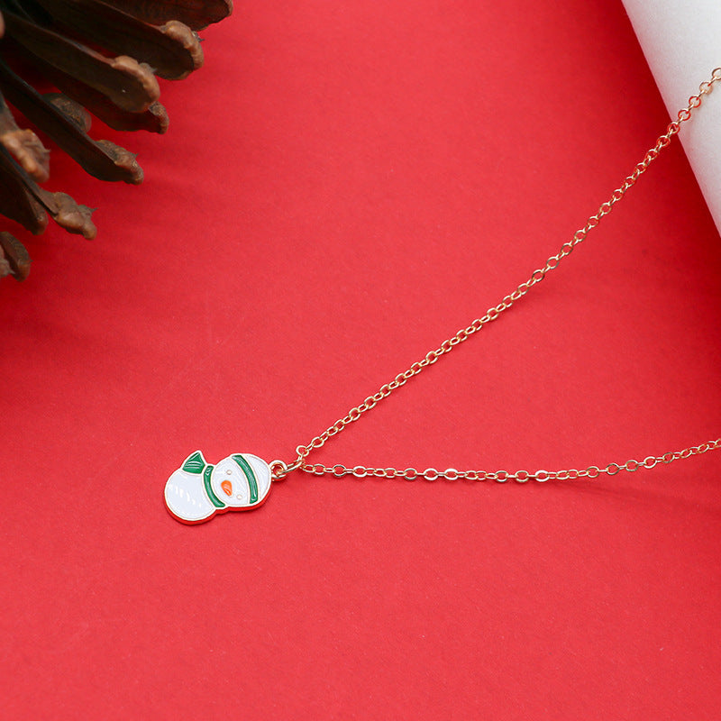 Women Christmas Tree Santa Pendant Clavicle Necklace