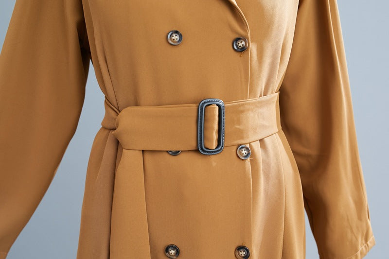 Women Mid-Length Belted Coat