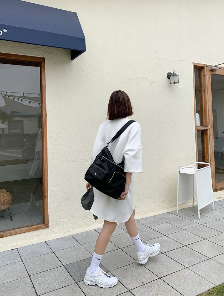 Printed Half Sleeves Loose Round Neck T-shirt Dress