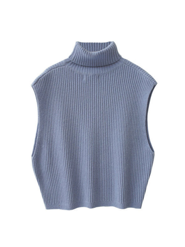 Casual Turtleneck Solid Color Waistcoat