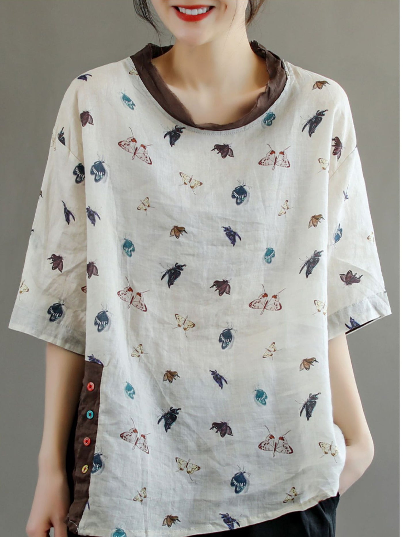 Casual Print Stitching T-Shirt