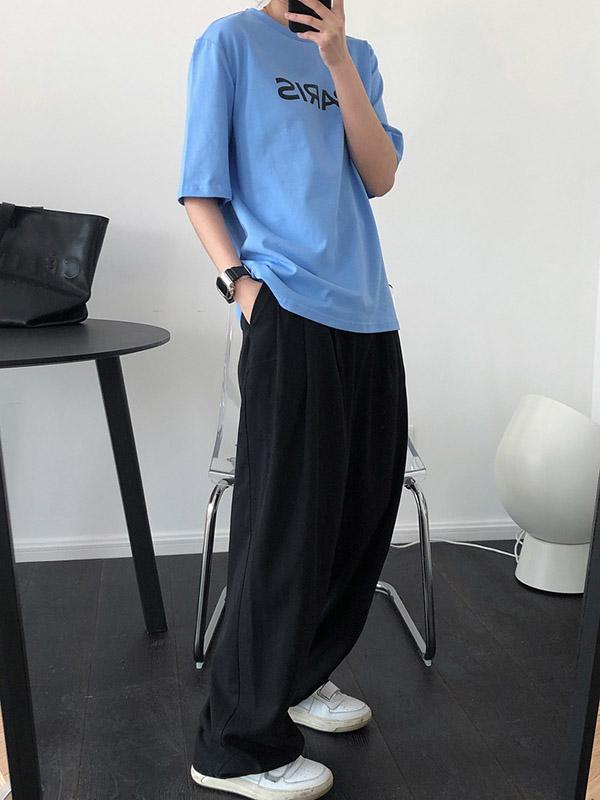 Loose Letter Print Casual Round Neck T-Shirt