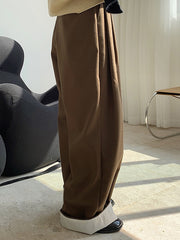 Women Retro Contrast Color Loose Casual Pants