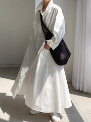 Loose Solid Color Lapel Slim Casual Dress