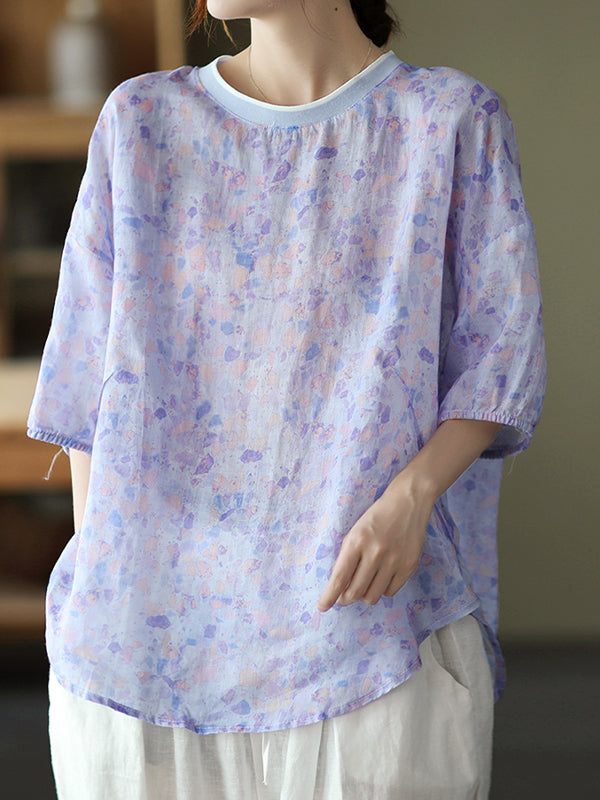 Round Neck Printed Casual Loose T-Shirt