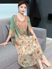 Retro Silk Soft Long Dress