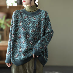 Retro Loose Jacquard Knitted Sweater