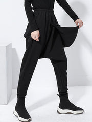 Roomy Elastic Waist Black Harem Pants