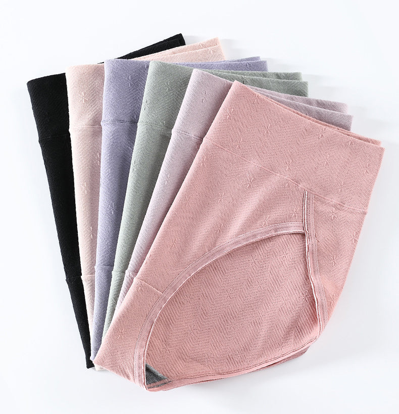 3Pcs Solid Color Breathable High Waist Antibacterial Panties