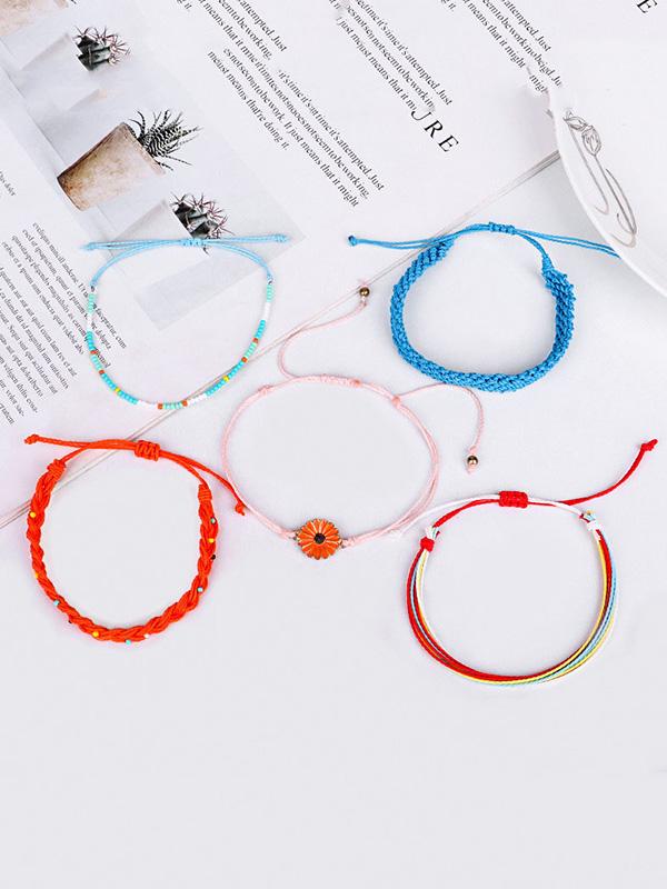 Hand-woven Daisy Pattern Colorful Bracelet
